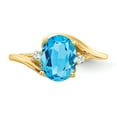 thumbnail image 5 of Solid 14k Yellow Gold 8x6mm Oval Blue Topaz Checker Diamond Engagement Ring Size 8 (.034 cttw.), 5 of 6