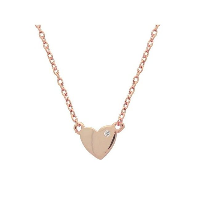 16 Po Femmes Mini Coeur & CZ Charme Pendentif Collier & 44; Délicate Chaîne de Câble