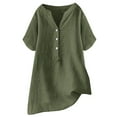 thumbnail image 1 of Loose Fit Solid Color Linen Casual Short Sleeve Button Top for Women Womens Compression Cold Gear Long Sleeve Shirts for Women Fall 100 Polyester Shirts Women Long Exercise Shirts Women Turtle, 1 of 2