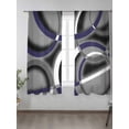thumbnail image 2 of Sheer Curtains 63 Inch Length 2 Panels Set for Bedroom, Blue Geometric Semi Sheer Curtains for Windows, Grey Vintage Neutral Abstract Striped Art Voile Window Treatments Rod Pocket Curtain, 2 of 7