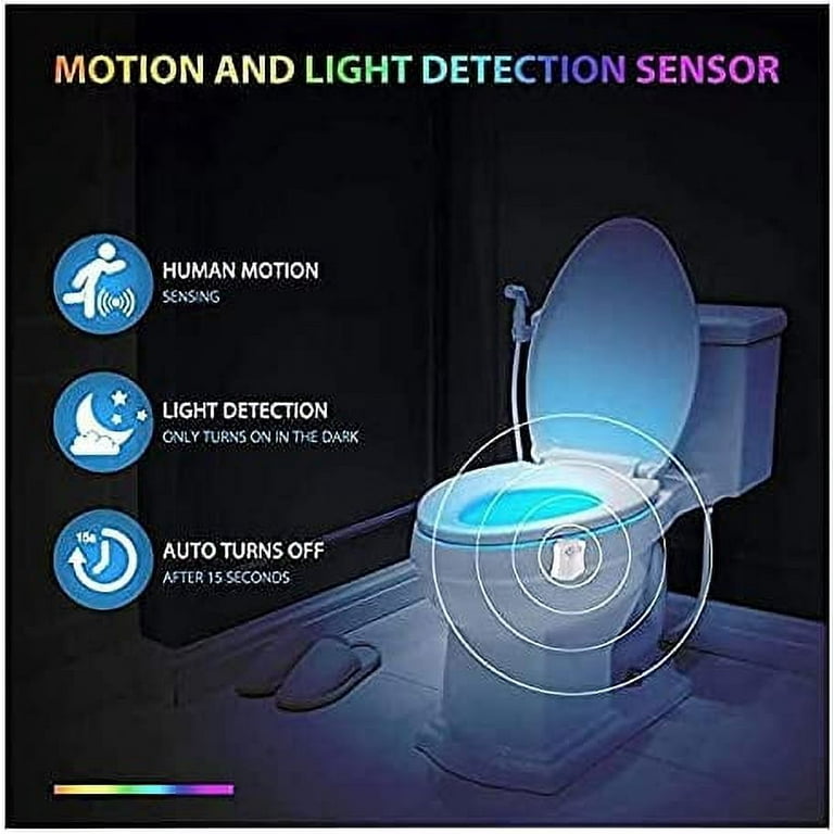 2 Pack LED Toilet Night Lights, 8-Colors Motion Detection Bathroom