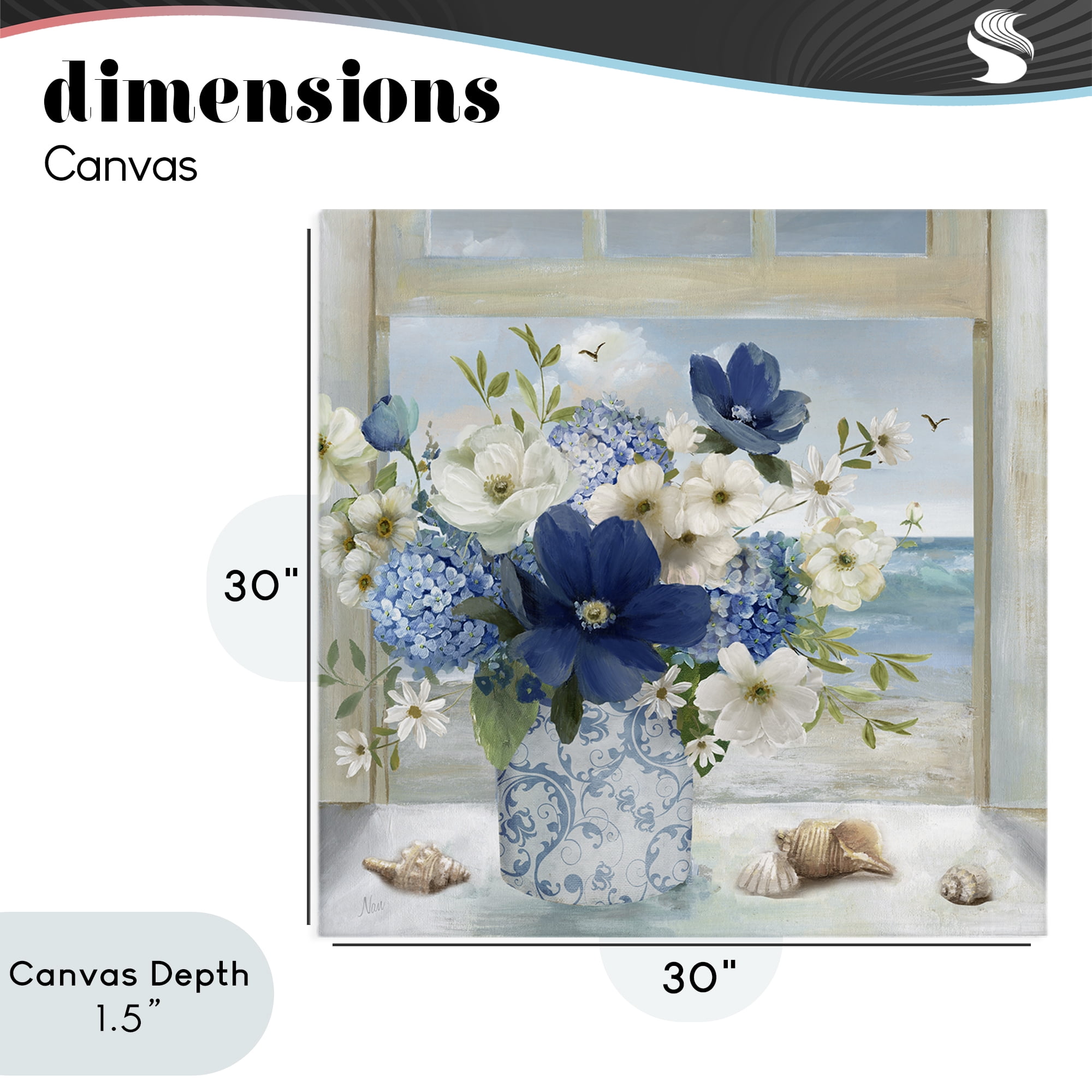 Stupell Industries Seaside Blue & White Arrangement Canvas Wall Art, design by Nan