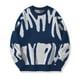 thumbnail image 1 of Ceisia Men's Abstract Jacquard Crew Neck Sweater for Retro Streetwear & Casual Wear Blue M Gifts, 1 of 2