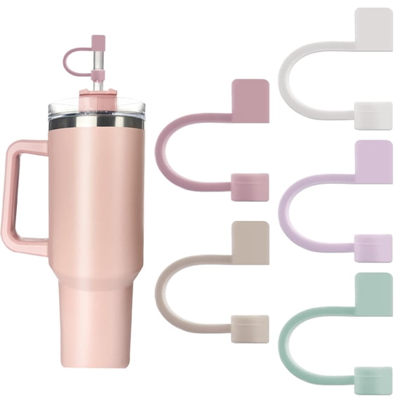 5Pcs 0.4in/10mm Diameter Silicone Straw Covers Cap Compatible with Stanley 20 30&40 Oz Cup, Straw Toppers for Stanley 40 Oz Tumbler with Handle, Dust-Proof Straw Caps for Water Bottle