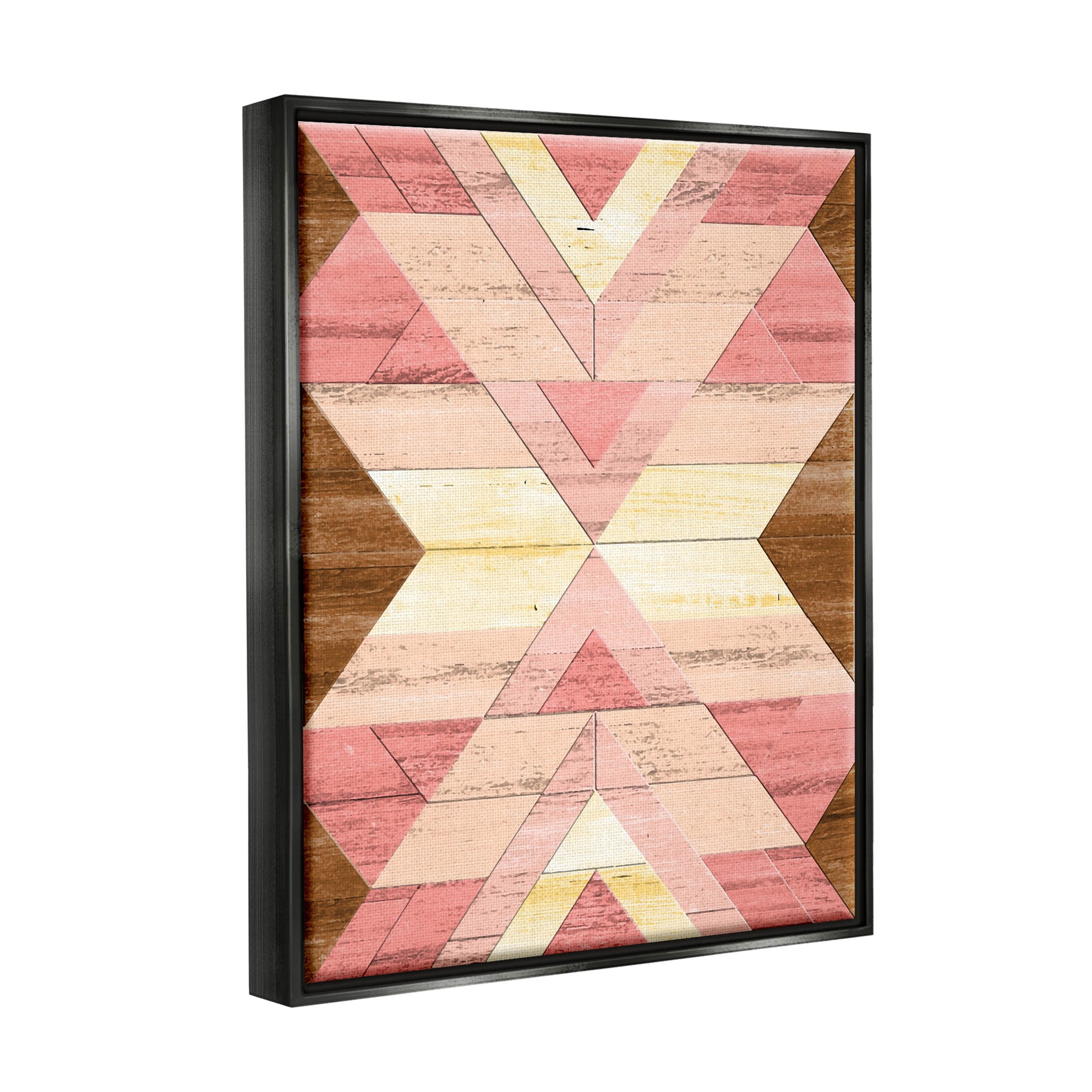 Desert Sunset Pink Shapes Abstract Graphic Art Jet Black Framed Art Print Wall Art
