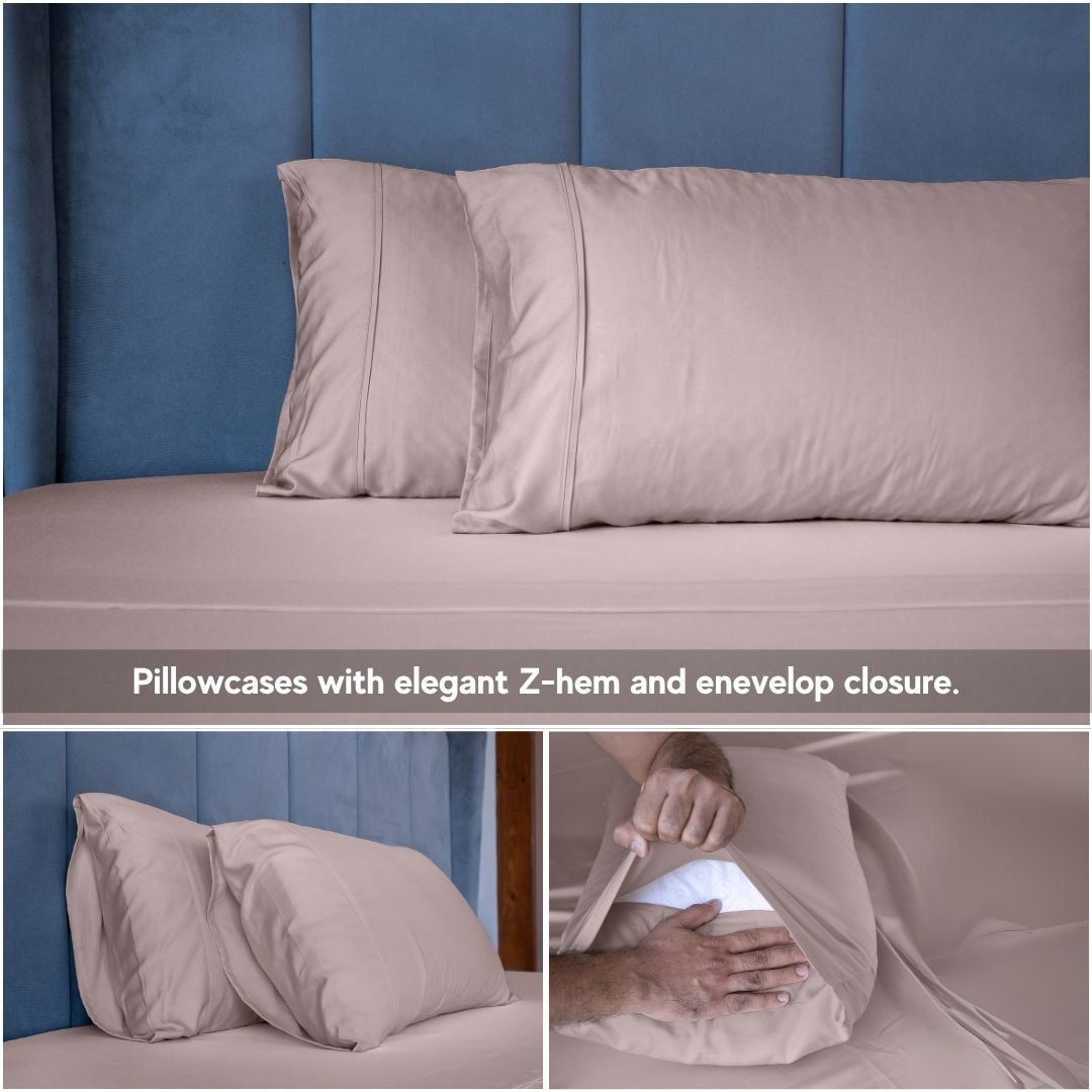 Home Prides King Bamboo Sheets Set - 100% Bamboo Viscose, Silky Soft Cooling & Breathable Bamboo Bed Sheets, 4-Piece, 15” deep Pocket, Oeko-Tex Certified, Cocoa Blush