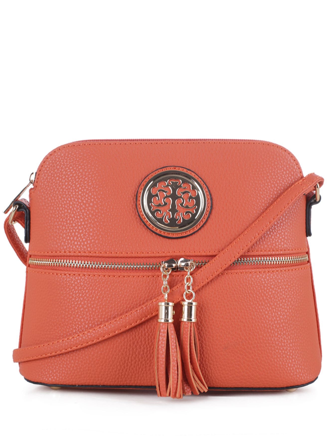 DELUXITY Lightweight Crossbody Bag Tassel Gold MetallicOrange