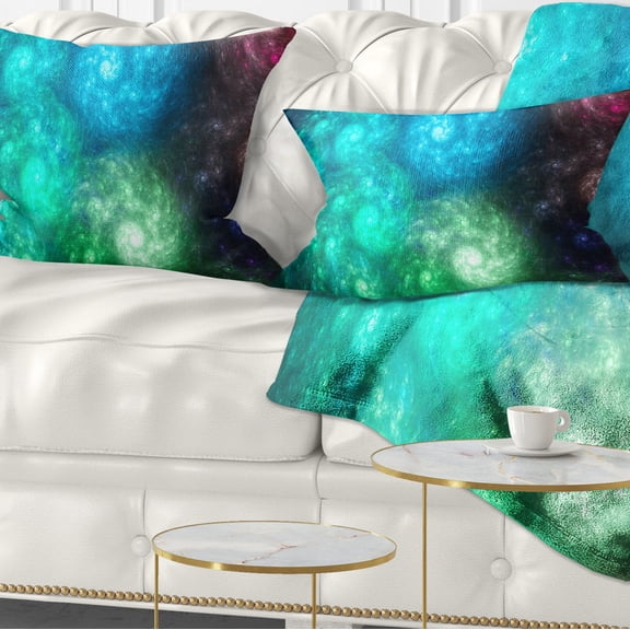 Designart Colorful Rotating Fractal Galaxies - Abstract Throw Pillow - 12x20