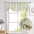 thumbnail image 2 of Vangao Kitchen Valance Linen Stripe Short Curtain 1 Panel Farmhouse Country Pinstripe Light Filtering Rod Pocket Window Treatment 18 inch Green on Beige, 2 of 7