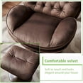 thumbnail image 4 of Velvet Swivel Accent Chair with Ottoman for Living Room Bedroom Reading Room, Cozy Lounge Armchair Fluffy Round Tufted Back Adult Gifts for Small Room Lazy Relax Read TV Chair,Brown, 4 of 8