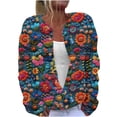 thumbnail image 2 of LOVZFMLL Cardigan pour Femmes Cardigan à Manches Longues Creusé Couleur Unie Veste Décontractée, 2 of 5