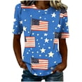 thumbnail image 5 of Goodtrade8 4th of July T Shirts for Women Summer Red White and Blue Pullover American Flag Short Sleeve Casual Graphic , Red White and Blue Crew Neck Juniors Tops Independence Day, 5 of 6