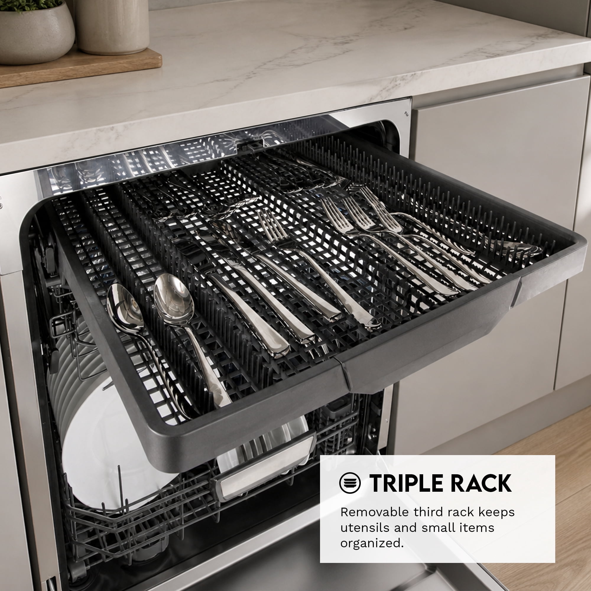 Cosmo 24 in. Icon Collection Top Control Tall Tub Built-in Dishwasher with 3 Racks, Quiet 45 dBa in Matte Black