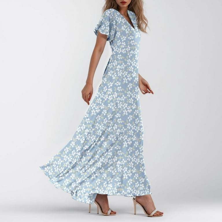 Mohiass Womens Casual Flowy Chiffon Maxi Floral Dress, A Mohiass Womens Casual Flowy Chiffon Maxi Floral Dress, A