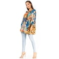 thumbnail image 4 of Sakkas Darsy Women's Pirate Boho Loose Floral Print Top Blouse Long Sleeve Trendy - 561-Blue - L/XL, 4 of 5