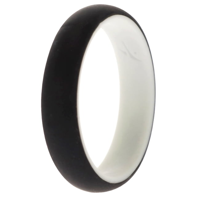 Anillo de Boda de Silicona de 2 Capas - Blanco-Negro de ROQ para Mujer - Anillo de 10 mm