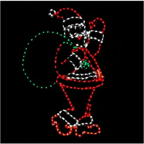 63 in. Holidynamics Christmas LED Lighted Santa with Bag 221-Light Count Christmas Decoration