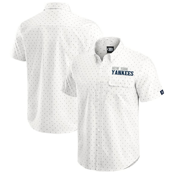 Men's-Darius Rucker Collection by Fanatics Cream New York Yankees Printed Button-Down Shirt