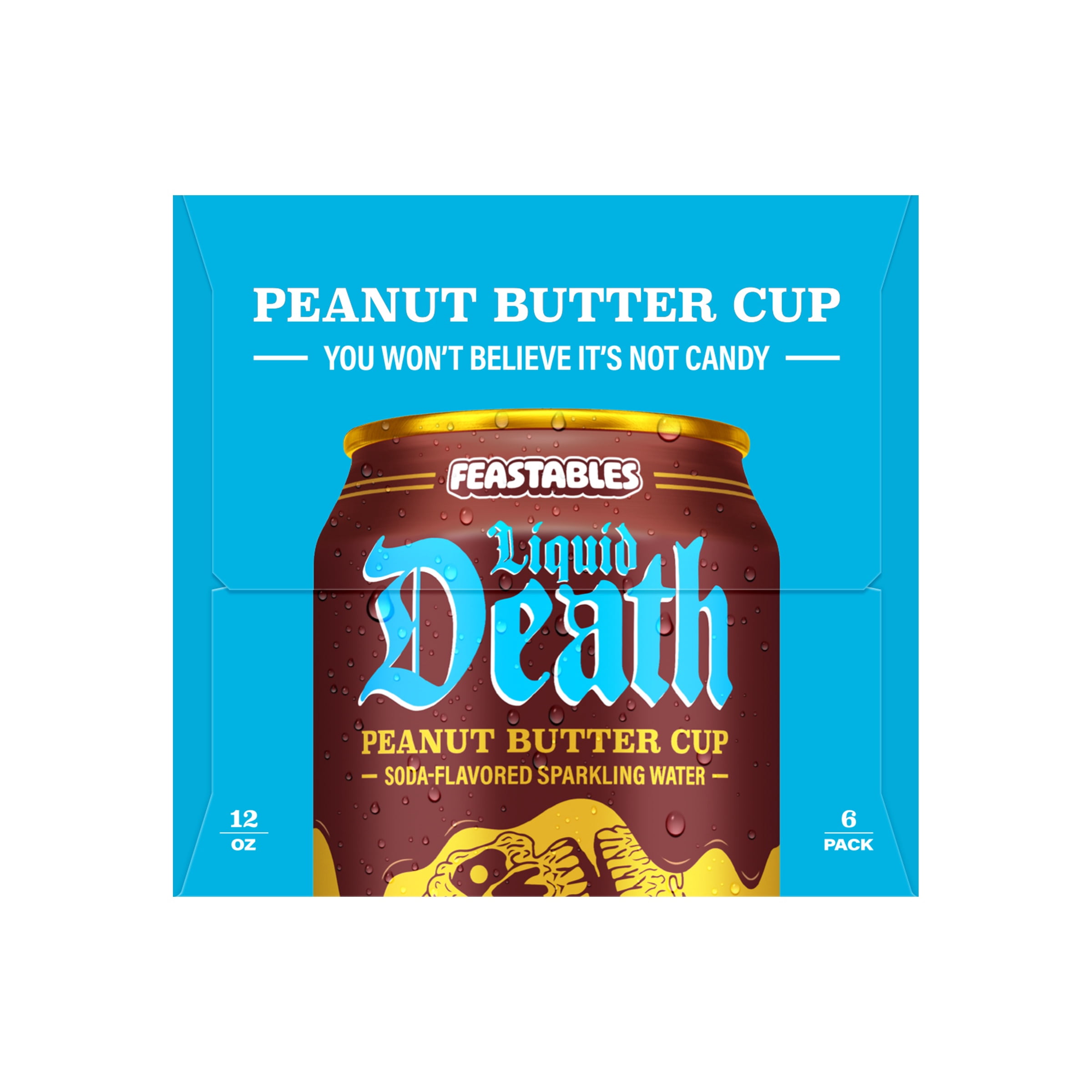Liquid Death Sparkling Water, Feastables Peanut Butter Cup 12 fl oz. Cans (6-Pack)