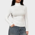 thumbnail image 4 of jjayotai Women's Turtleneck Long Sleeve Shirts Slim Fit Tops | Soft Layering Undershirt Casual Basic Tee Fall Winter Tops, Lightweight Base Layer, 4 of 6