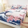 thumbnail image 3 of Feelyou Tokyo Ocean Wave Twin Sheet Sets, Pink Cherry Blossoms Bedding, 3pcs, 3 of 7