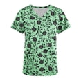 thumbnail image 2 of cocolona Scrubs for Women, V Neck Short Sleeve Scrubs Tops Fashion Casual Floral Print Workwear T-shirts Work Uniform with Pockets, 2 of 4