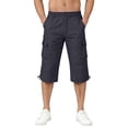 thumbnail image 7 of Below The Knee Shorts for Men Multi-Pockets Bermuda Cargo Shorts Baggy Casual Elastic Waist Hiking Pants, M, 7 of 7