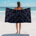 thumbnail image 3 of Beach Towel Navy Blue Black Cubes Bath Pool Towels Modern Artificial Absorbent Beach Towel Soft Large Quick Dry Lightweight Camping Travel Sports Yoga Gym Swim Towels for Adult 35x70 Inch, 3 of 9