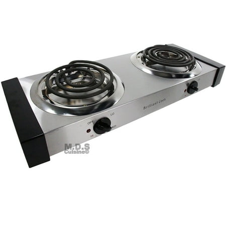 Electric Stove Double Burners Countertop Portable Stainless Steel