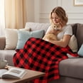 thumbnail image 4 of Red Black Buffalo Plaid Throw Blanket for Couch, Soft Lightweight Flannel Fleece Blanket, Black Red Checkered Microfiber Plush All Season Decorative Blankets Gifts for Sofa Office Lap 30"x40", 4 of 9