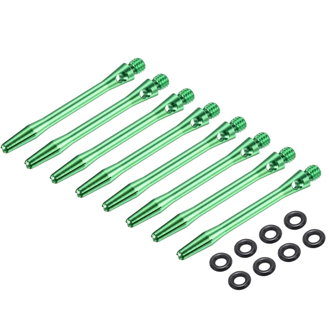 Uxcell 8Pcs Ejes de Dardos de Aluminio con Rosca 2BA, Accesorios de Reemplazo con Anillos de Goma para Punta de Acero, Verde 45mm