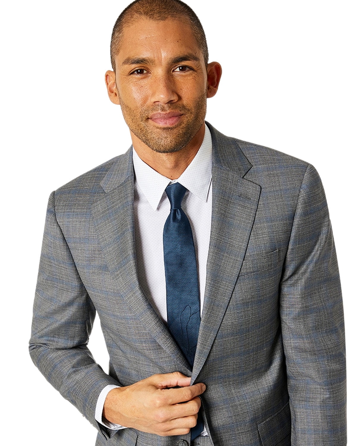 Calvin klein blue plaid suit hotsell