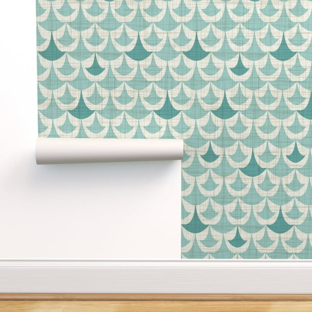 Peel-and-Stick Removable Wallpaper Geometric Beige Teal Modern Home Geo