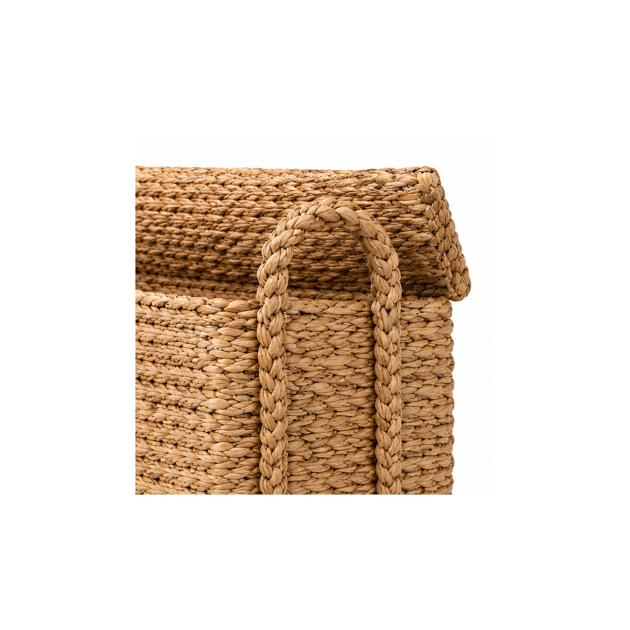 DecMode 13" x 19" Brown Seagrass Handmade Woven Storage Basket with Braided Handles, 1-Piece
