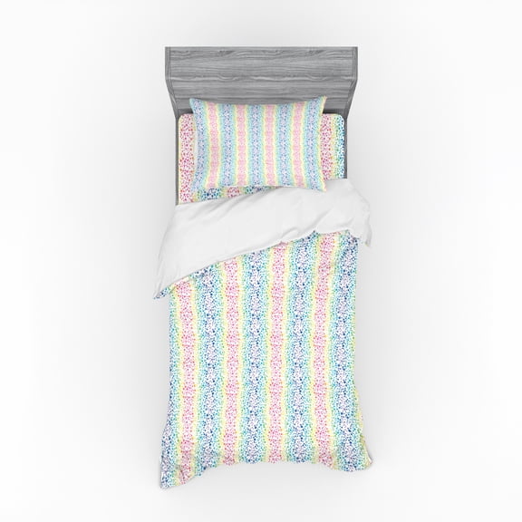 Ambesonne Geometric Bedding Set 3 Pcs, Color Transition Dots, Twin, Multicolor