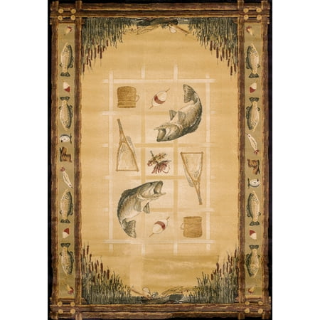 - United Weavers Big Timber Fish Border Natural Woven Polypropylene Area Rug or Runner