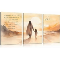 Modern Christian WallIsaiah 41:10 Bible Verse Canvas Poster Prints Christianity Faith Sunset Scripture Picture Jesus With Girl Painting Home Wall Decor for Living room bedroomd