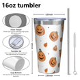 thumbnail image 4 of 16oz Tumblers Classic Halloween Pumpkins Pattern Stainless Steel Vacuum Insulated Double Wall Travel Tumbler Cups Mug with Lid and Straw,Cleaning Brush for Coffee,Tea, 4 of 4