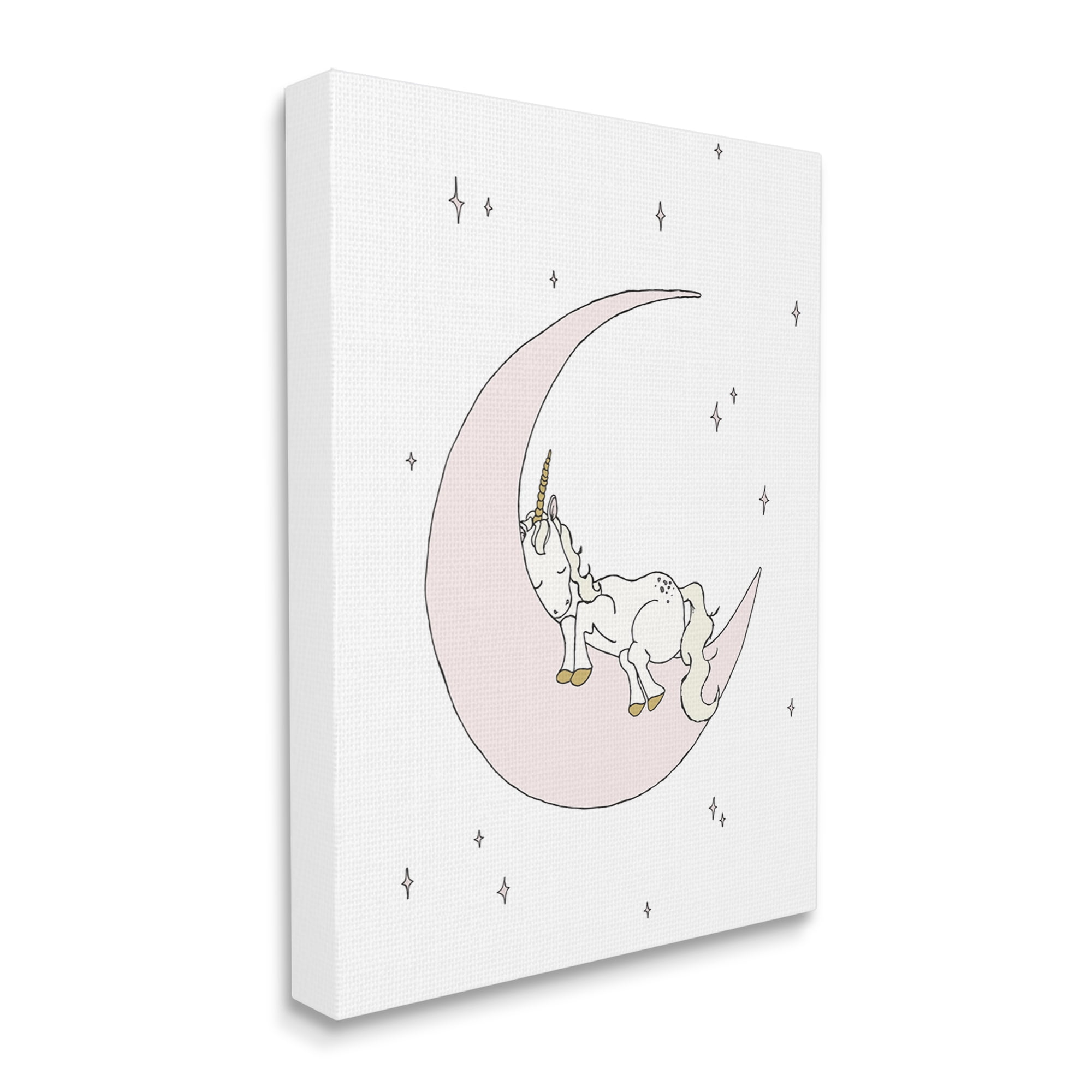 Stupell Industries Cozy Sleeping Unicorn Nighttime Moon Delicate Stars Graphic Art Gallery Wrapped Canvas Print Wall Art, Design by Sweet Melody Designs