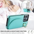 thumbnail image 6 of for iPhone 13 Wallet Case with Card Holder Women Men, Flip PU Leather Kickstand Shockproof Protective Phone Cover Magnetic Clasp 360 Rotation Ring Stand for iPhone 13, Green, 6 of 6