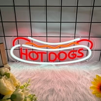 Hotdog Neon Sign for Wall Decor, Hotdog Led Signs, Dimmable USB Powered Neon Light Sign for Fast Food Shops, Home, Business, Bar Pub, Store