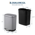thumbnail image 2 of Trash Can, 3.2 Gal/12L Stainless Steel Waste Bins, Soft-Close Lid, Step-on Garbage Bin, Fingerprint-Proof Recycle Bins for Kitchen, Office, Bathroom, Grey (with Removable Inner Bucket), 2 of 9