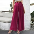 thumbnail image 5 of Lilgiuy Women's Fashion Casual High Waist Elastic Waist Drawstring Straps Solid Color Draped Pleated Wide Leg Long Pants Purple 6(M) Fall Clothes for 2022 Spring Winter, 5 of 5