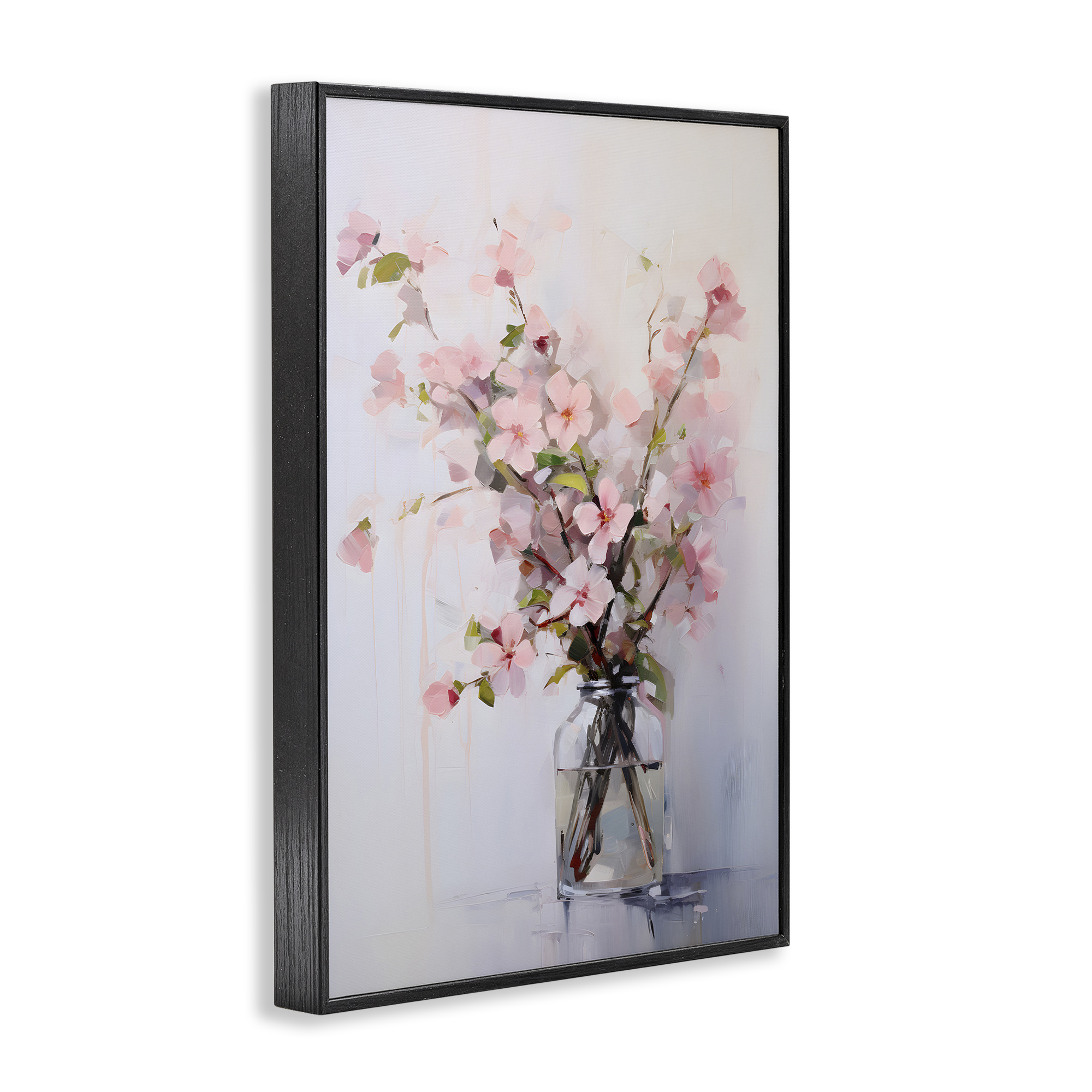Stupell Industries Soft Sakura Vase Botanical & Floral Painting Black Framed Art Print Wall Art, 16 x 24