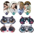 thumbnail image 3 of Paquete de 4 máscaras para dormir, suave y esponjosa máscara para dormir con ojos de animal para dormir, máscara de noche para niñas y mujeres (lindo gato 4 piezas) Rojo Verde, 3 of 5