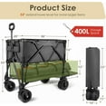 thumbnail image 2 of PNKKODW 400L Foldable Double Decker Wagon, 550LBS Capacity, 360° Handle, All-Terrain Wheels, for Beach/Camp, Black, 2 of 9
