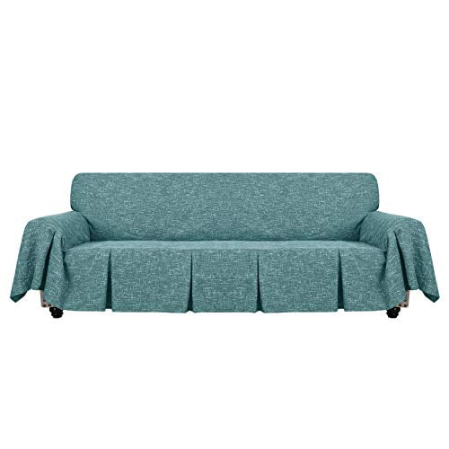 Yemyhom Linen Sofa Cover Universal Oversized Couch Covers For 3 Or 4 Cushion Pet Dog Slipcover Living Room Furniture Protector Extra Large Slip With Ruffles Xl Peacoc Yemyhom Linen Sofa Cover Universal, Oversized Sofa Cushion Covers