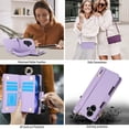 thumbnail image 5 of ELEHOLD For iPhone 16 Plus Phone Case Leather Crossbody Zipper Card Wallet Flip Case Kickstand Cover, with Ring Holder,Full Body Protection-Violet, 5 of 7