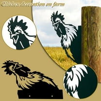 RuiJiao Farm Peeping Chicken Metal Art Outdoor Decor Garden Fence Decoration, Farmhouse Backyard Hang Artwork Wall Decor, Outdoor Yard Patio Lawn Statue