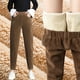 thumbnail image 1 of Pantalones de pana gruesa con forro polar para mujer, pantalones holgados e informales de lana de cordero con pierna ancha y forro polar de rábano para otoño e invierno, 1 of 3